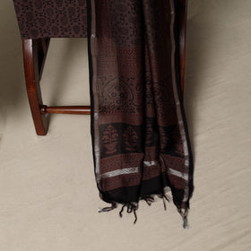 Bagh Hand Block Print Natural Dyed Chanderi Silk 3pc Unstitched Dress Material Suit Set 62