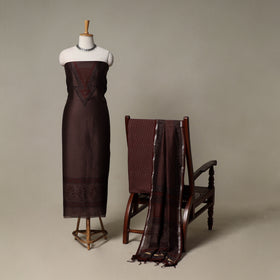 Bagh Hand Block Print Natural Dyed Chanderi Silk 3pc Unstitched Dress Material Suit Set 63