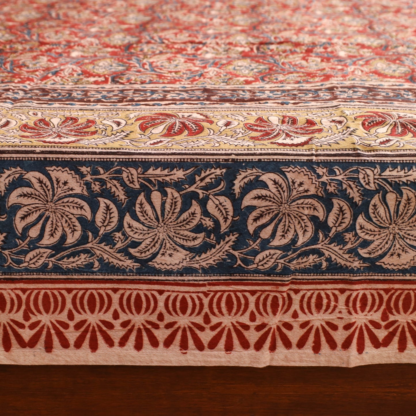 Pedana Hand Block Kalamkari Print Double Bedsheet (108 x 90 in) 24
