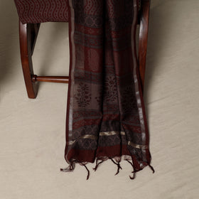 Bagh Hand Block Print Natural Dyed Chanderi Silk 3pc Unstitched Dress Material Suit Set 63