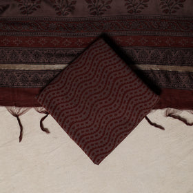 Bagh Hand Block Print Natural Dyed Chanderi Silk 3pc Unstitched Dress Material Suit Set 63