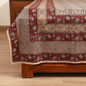 Pedana Hand Block Kalamkari Print Double Bedsheet (108 x 90 in) 26