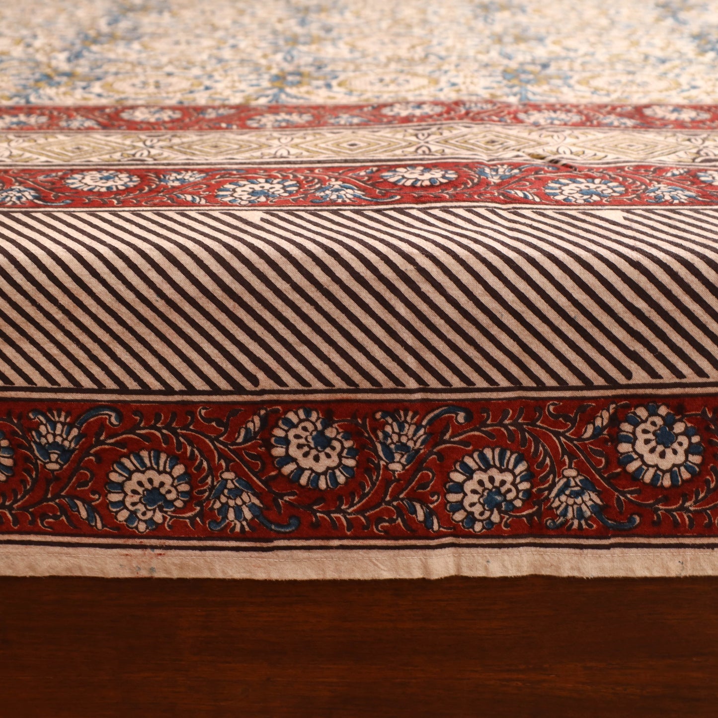 Pedana Hand Block Kalamkari Print Double Bedsheet (108 x 90 in) 26