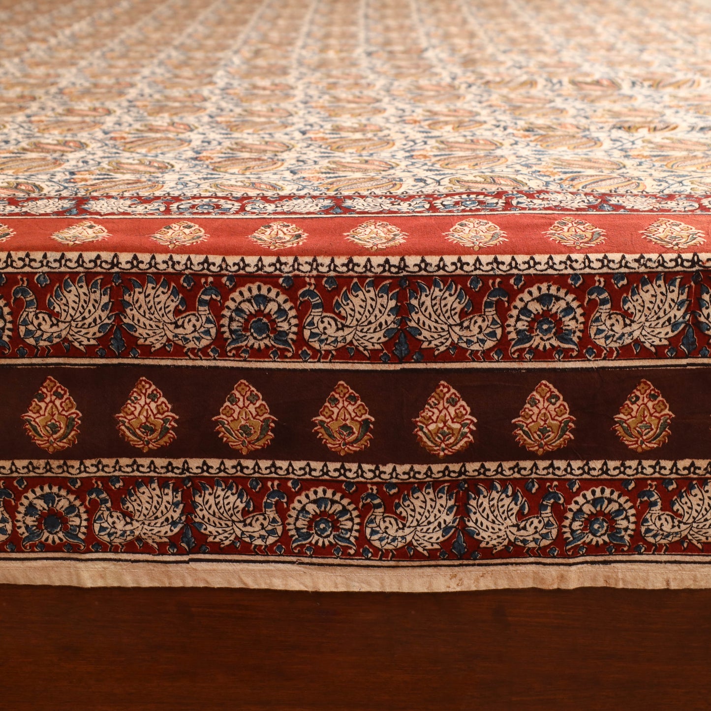 Pedana Hand Block Kalamkari Print Double Bedsheet (108 x 90 in) 27