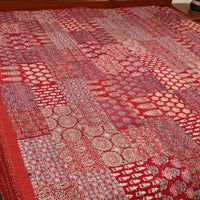 Red - Ajrakh Print Patchwork Double Tagai Kantha Bed Cover 52