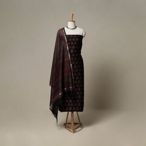 Bagh Hand Block Print Natural Dyed Chanderi Silk 3pc Unstitched Dress Material Suit Set 65