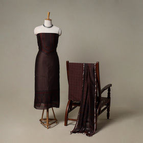 Bagh Hand Block Print Natural Dyed Chanderi Silk 3pc Unstitched Dress Material Suit Set 66