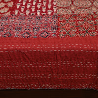 Red - Ajrakh Print Patchwork Double Tagai Kantha Bed Cover 52