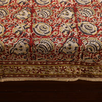 Red - Block Print Cotton Pedana Kalamkari Bed Sheet 13