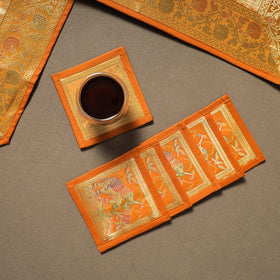 Brocade Banarasi Silk Dining Table Linen with 1 Runner, 6 mats and 6 coasters 10