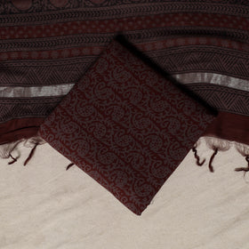 Bagh Hand Block Print Natural Dyed Chanderi Silk 3pc Unstitched Dress Material Suit Set 66