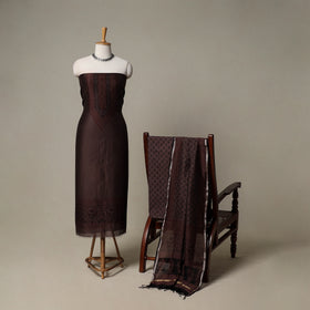 Bagh Hand Block Print Natural Dyed Chanderi Silk 3pc Unstitched Dress Material Suit Set 67