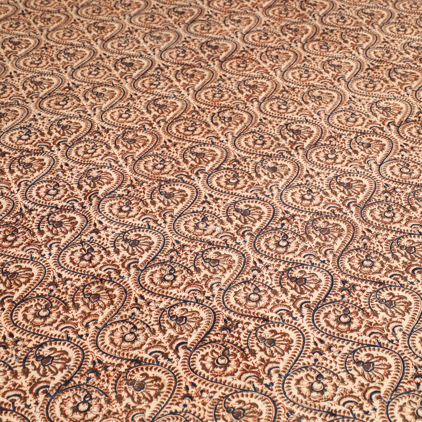 Brown - Block Print Cotton Pedana Kalamkari Bed Sheet 14