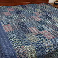 Blue - Ajrakh Print Patchwork Double Tagai Kantha Bed Cover 53