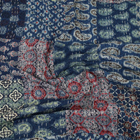 Blue - Ajrakh Print Patchwork Double Tagai Kantha Bed Cover 53