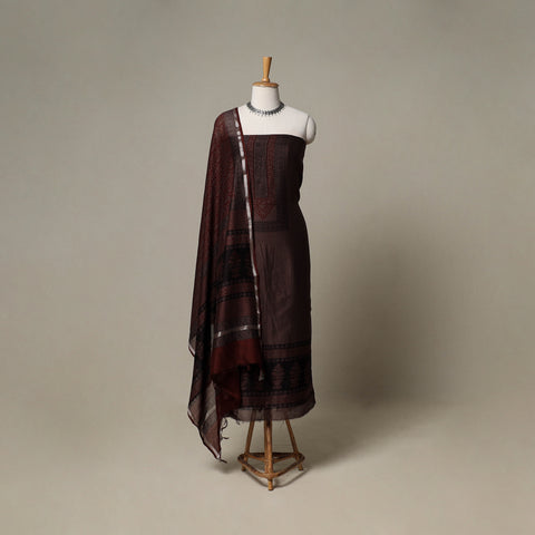 Bagh Hand Block Print Natural Dyed Chanderi Silk 3pc Unstitched Dress Material Suit Set 68