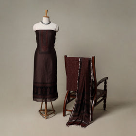 Bagh Hand Block Print Natural Dyed Chanderi Silk 3pc Unstitched Dress Material Suit Set 68