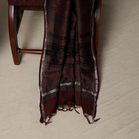 Bagh Hand Block Print Natural Dyed Chanderi Silk 3pc Unstitched Dress Material Suit Set 68