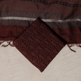 Bagh Hand Block Print Natural Dyed Chanderi Silk 3pc Unstitched Dress Material Suit Set 68