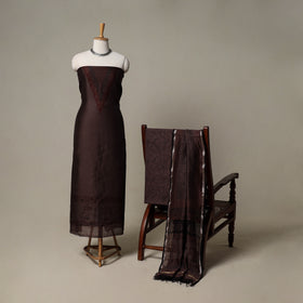 Bagh Hand Block Print Natural Dyed Chanderi Silk 3pc Unstitched Dress Material Suit Set 69