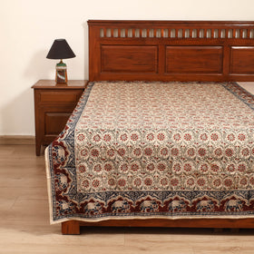 Pedana Hand Block Kalamkari Print Single Bedsheet (90 x 60 in) 03