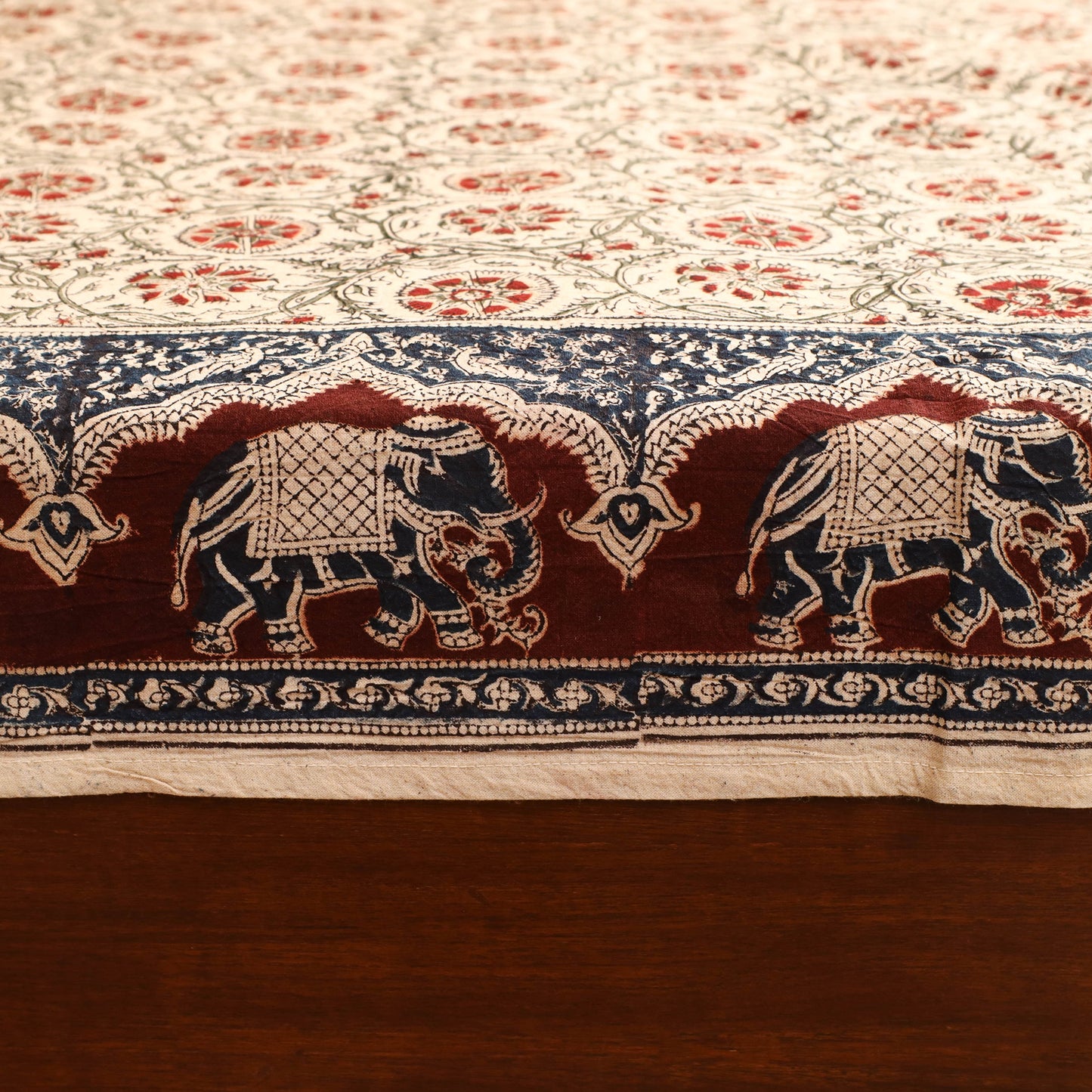 Pedana Hand Block Kalamkari Print Single Bedsheet (90 x 60 in) 03