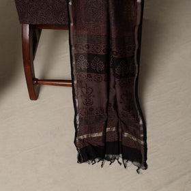 Bagh Hand Block Print Natural Dyed Chanderi Silk 3pc Unstitched Dress Material Suit Set 69