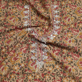  Bead Work Embroidery Kalamkari Block Printed Cotton Kurta Material 