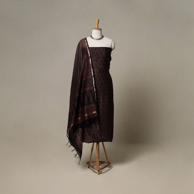 Bagh Hand Block Print Natural Dyed Chanderi Silk 3pc Unstitched Dress Material Suit Set 70