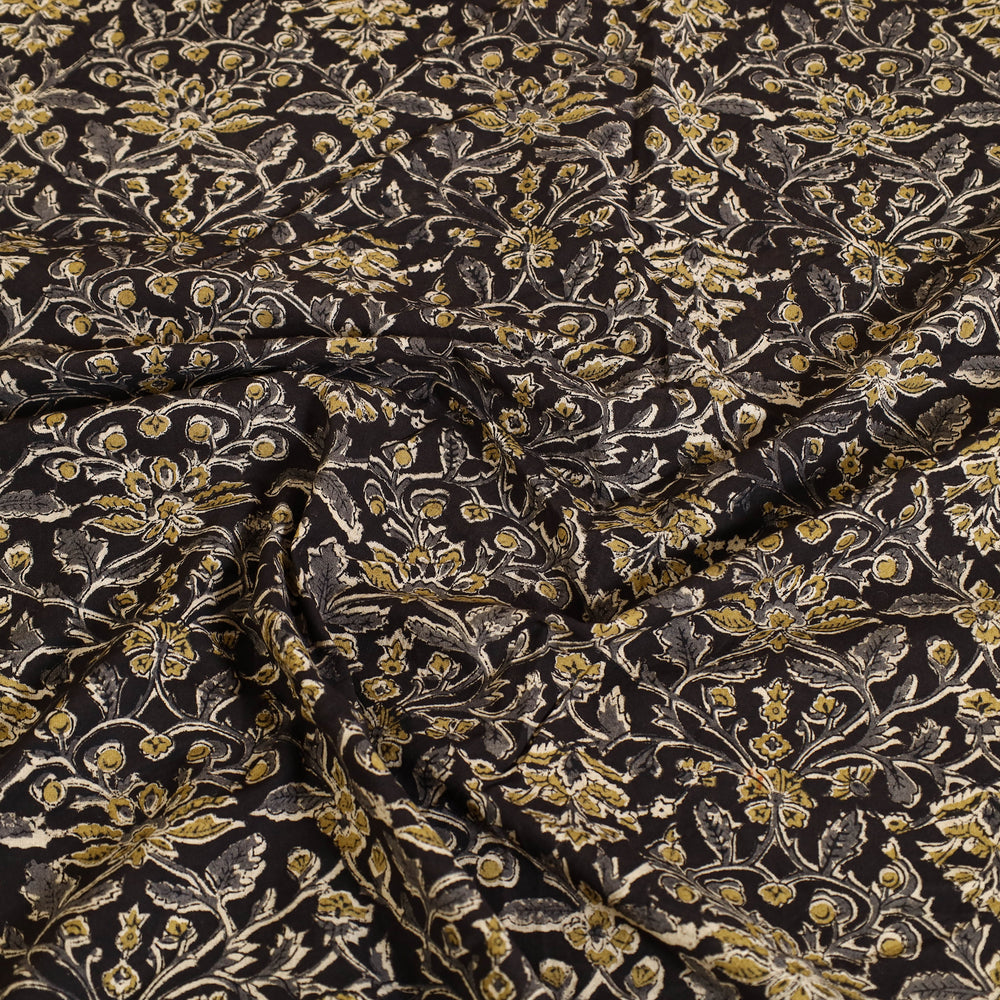 Black - Block Print Cotton Pedana Kalamkari Bed Sheet 17