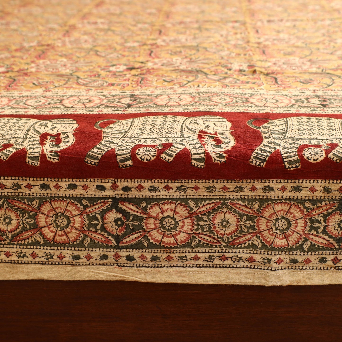 Pedana Hand Block Kalamkari Print Single Bedsheet (90 x 60 in) 04