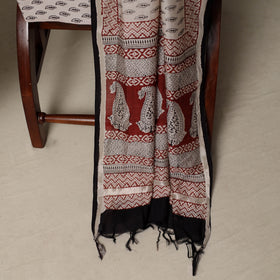 Bagh Hand Block Print Natural Dyed Chanderi Silk 3pc Unstitched Dress Material Suit Set 74