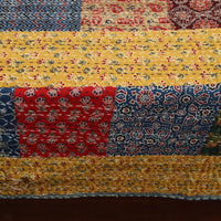 Multicolor - Ajrakh Print Patchwork Double Tagai Kantha Bed Cover 58