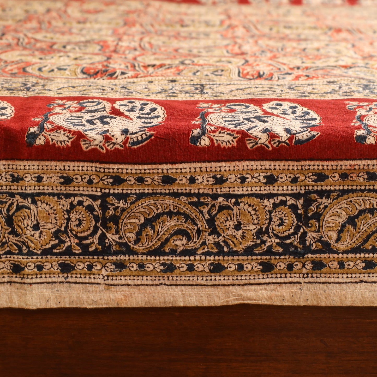 Pedana Hand Block Kalamkari Print Single Bedsheet (90 x 60 in) 06