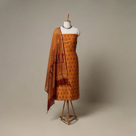 Bagh Hand Block Print Natural Dyed Chanderi Silk 3pc Unstitched Dress Material Suit Set 71