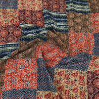 Multicolor - Ajrakh Print Patchwork Double Tagai Kantha Bed Cover 58