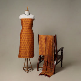 Bagh Hand Block Print Natural Dyed Chanderi Silk 3pc Unstitched Dress Material Suit Set 71