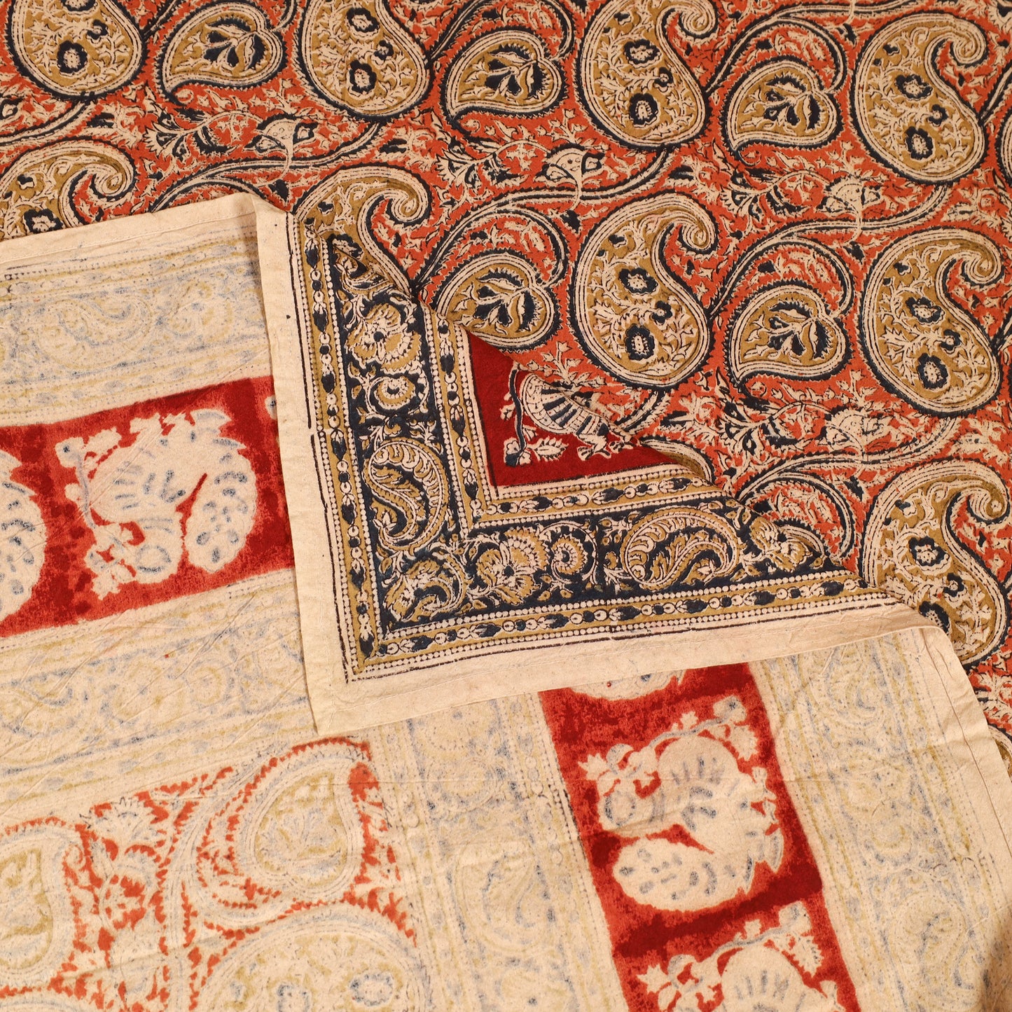 Pedana Hand Block Kalamkari Print Single Bedsheet (90 x 60 in) 06