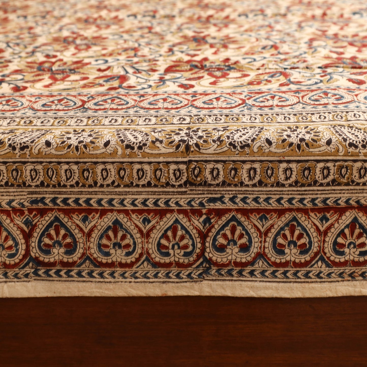 Pedana Hand Block Kalamkari Print Single Bedsheet (90 x 60 in) 07