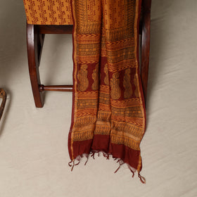 Bagh Hand Block Print Natural Dyed Chanderi Silk 3pc Unstitched Dress Material Suit Set 71