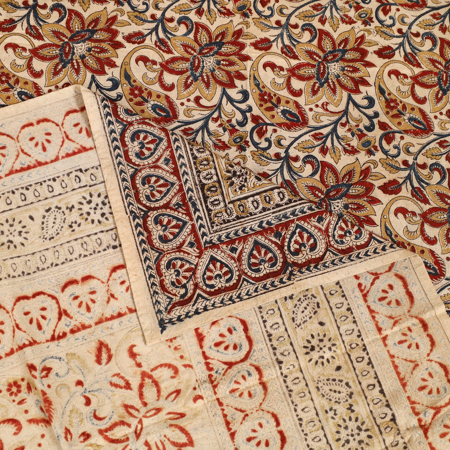 Pedana Hand Block Kalamkari Print Single Bedsheet (90 x 60 in) 07