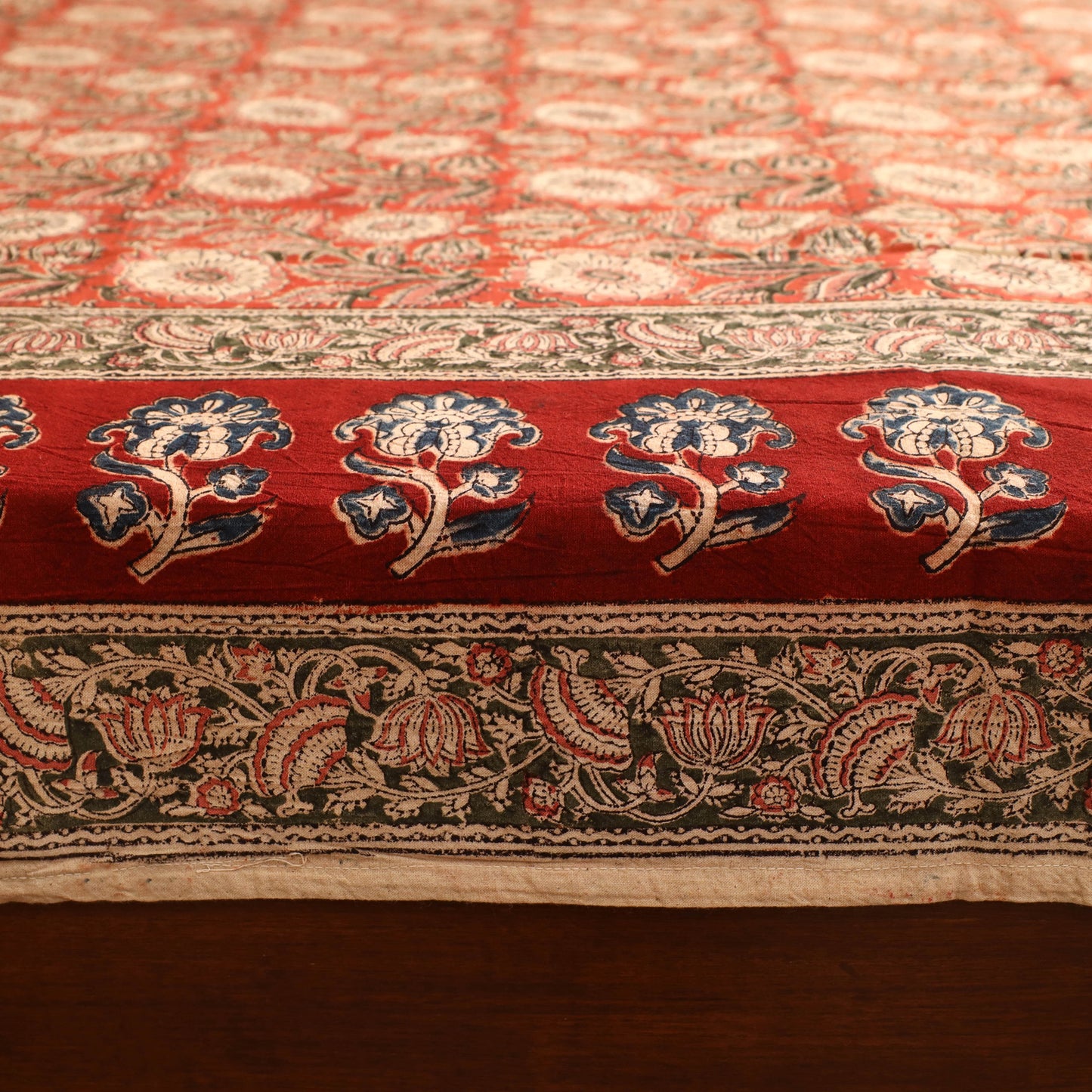 Pedana Hand Block Kalamkari Print Single Bedsheet (90 x 60 in) 08