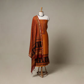 Bagh Hand Block Print Natural Dyed Chanderi Silk 3pc Unstitched Dress Material Suit Set 72