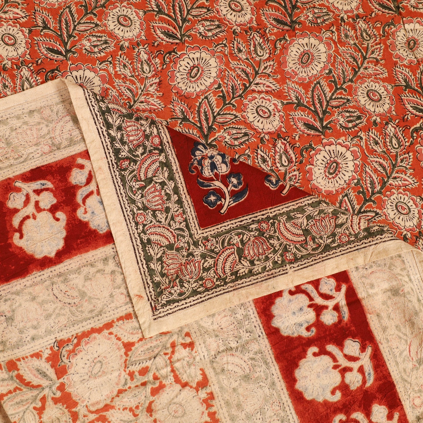 Pedana Hand Block Kalamkari Print Single Bedsheet (90 x 60 in) 08
