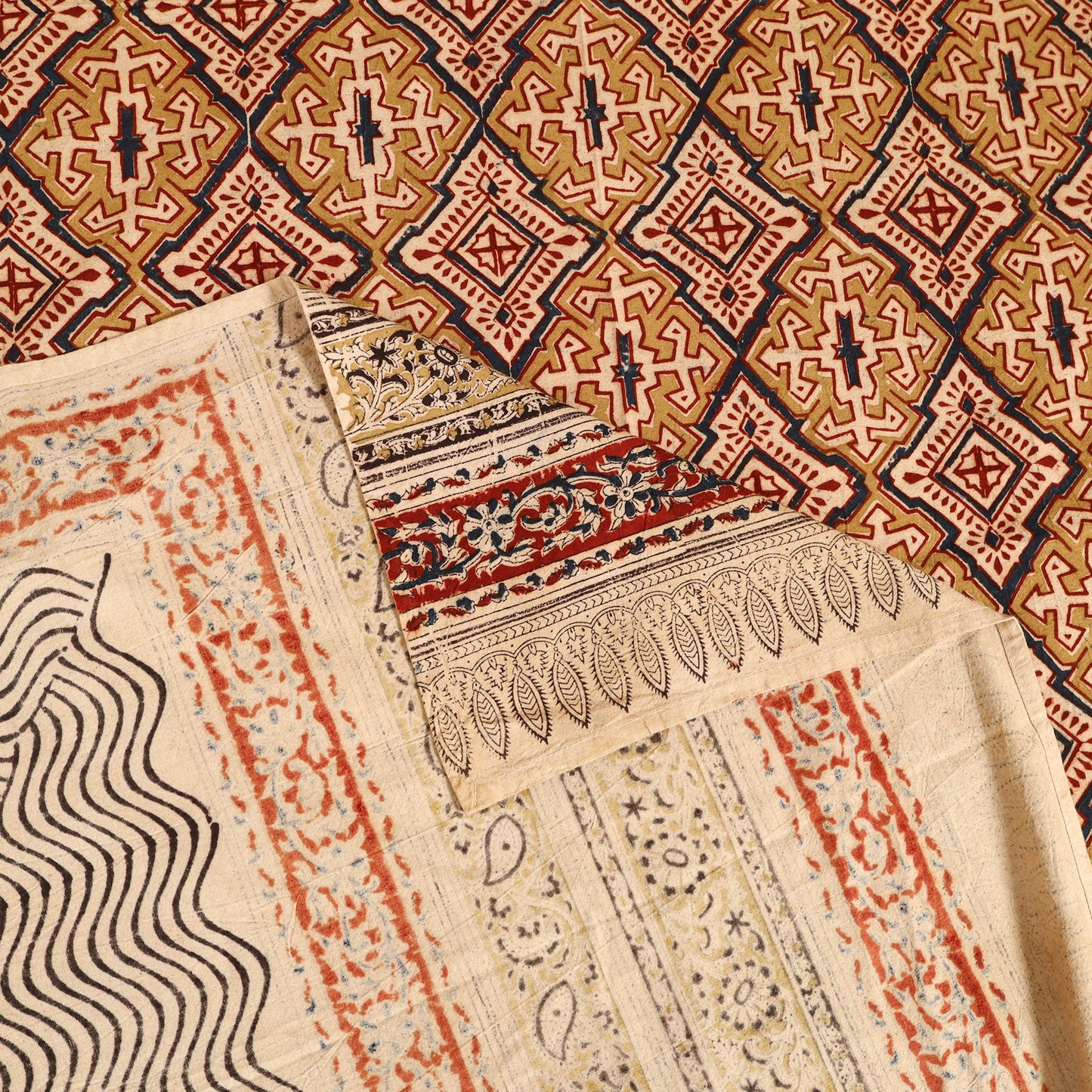 Pedana Hand Block Kalamkari Print Single Bedsheet (90 x 60 in) 09