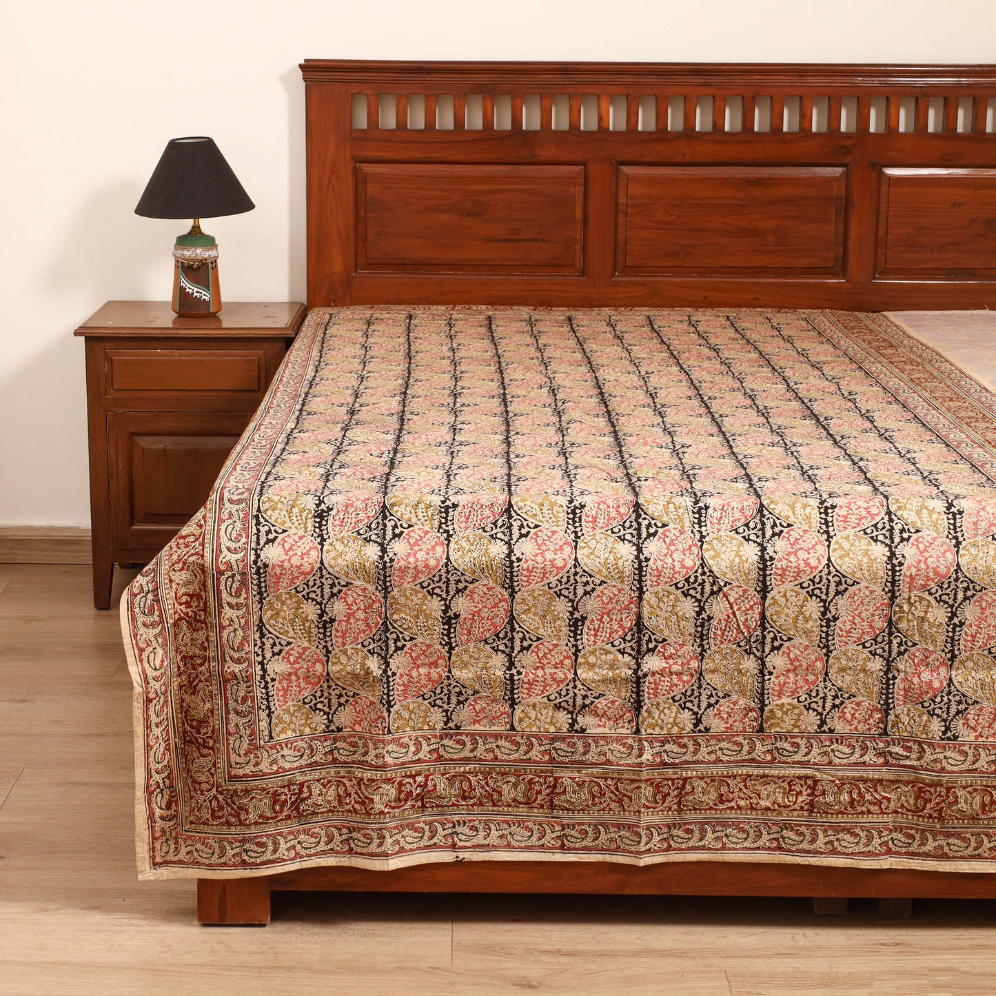 Pedana Hand Block Kalamkari Print Single Bedsheet (90 x 60 in) 10