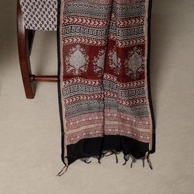 Bagh Hand Block Print Natural Dyed Chanderi Silk 3pc Unstitched Dress Material Suit Set 75