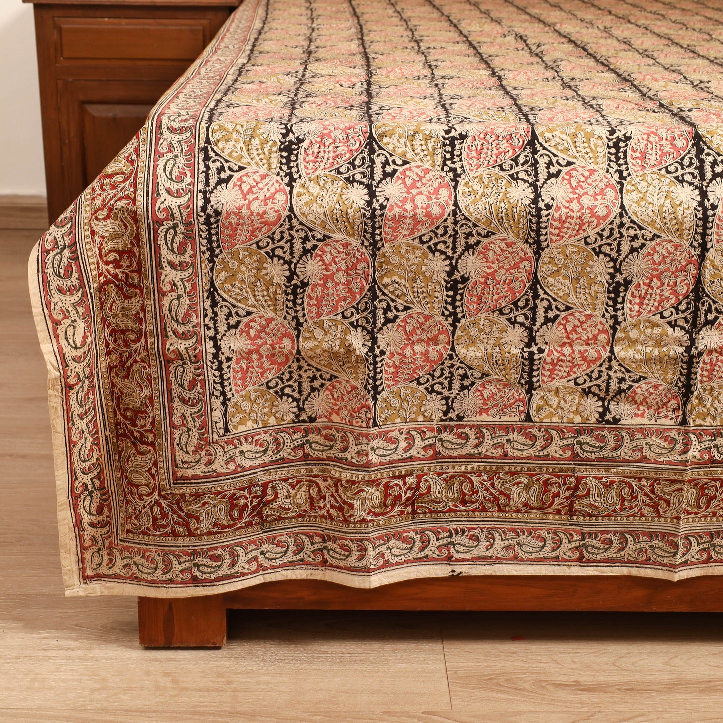 Pedana Hand Block Kalamkari Print Single Bedsheet (90 x 60 in) 10