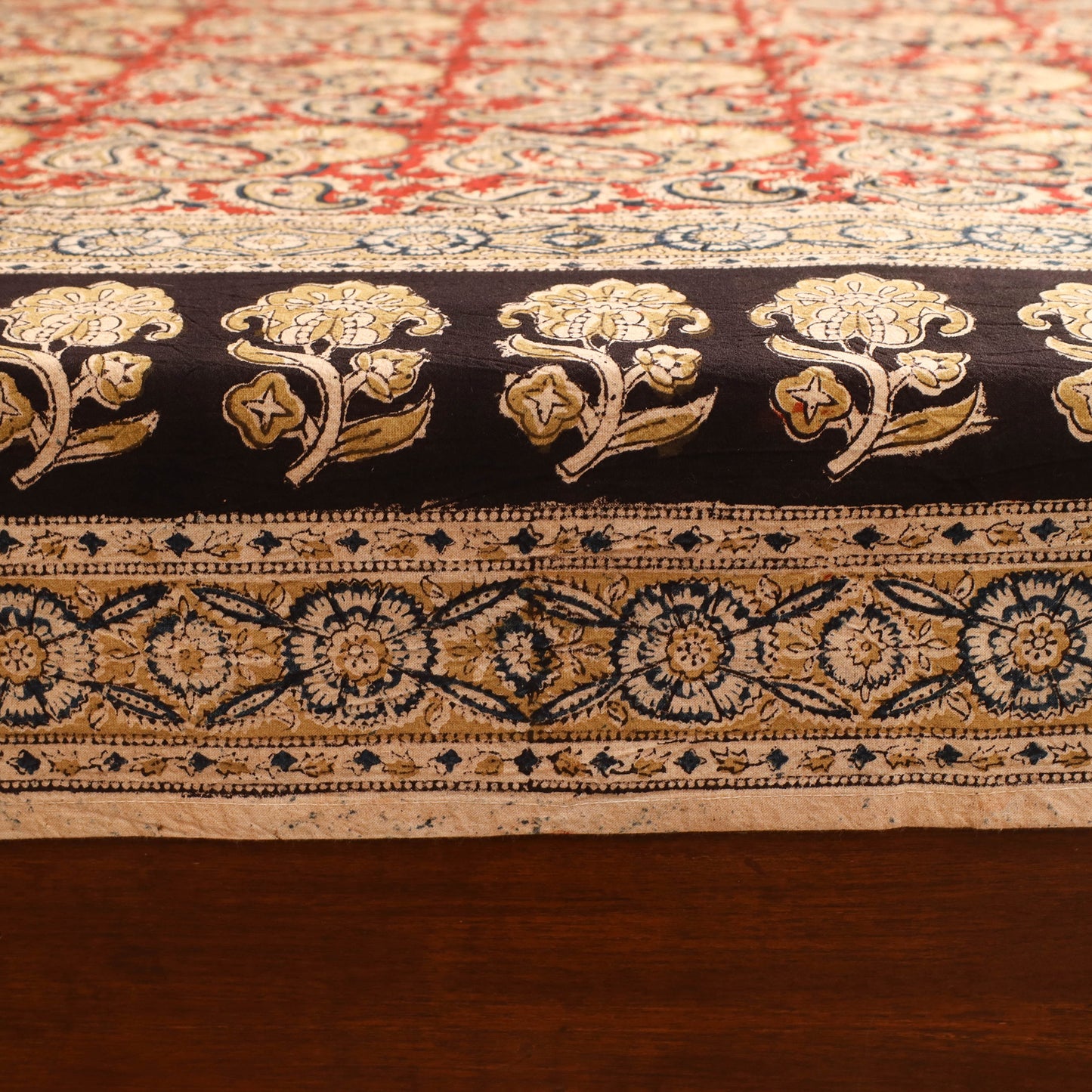 Pedana Hand Block Kalamkari Print Single Bedsheet (90 x 60 in) 11
