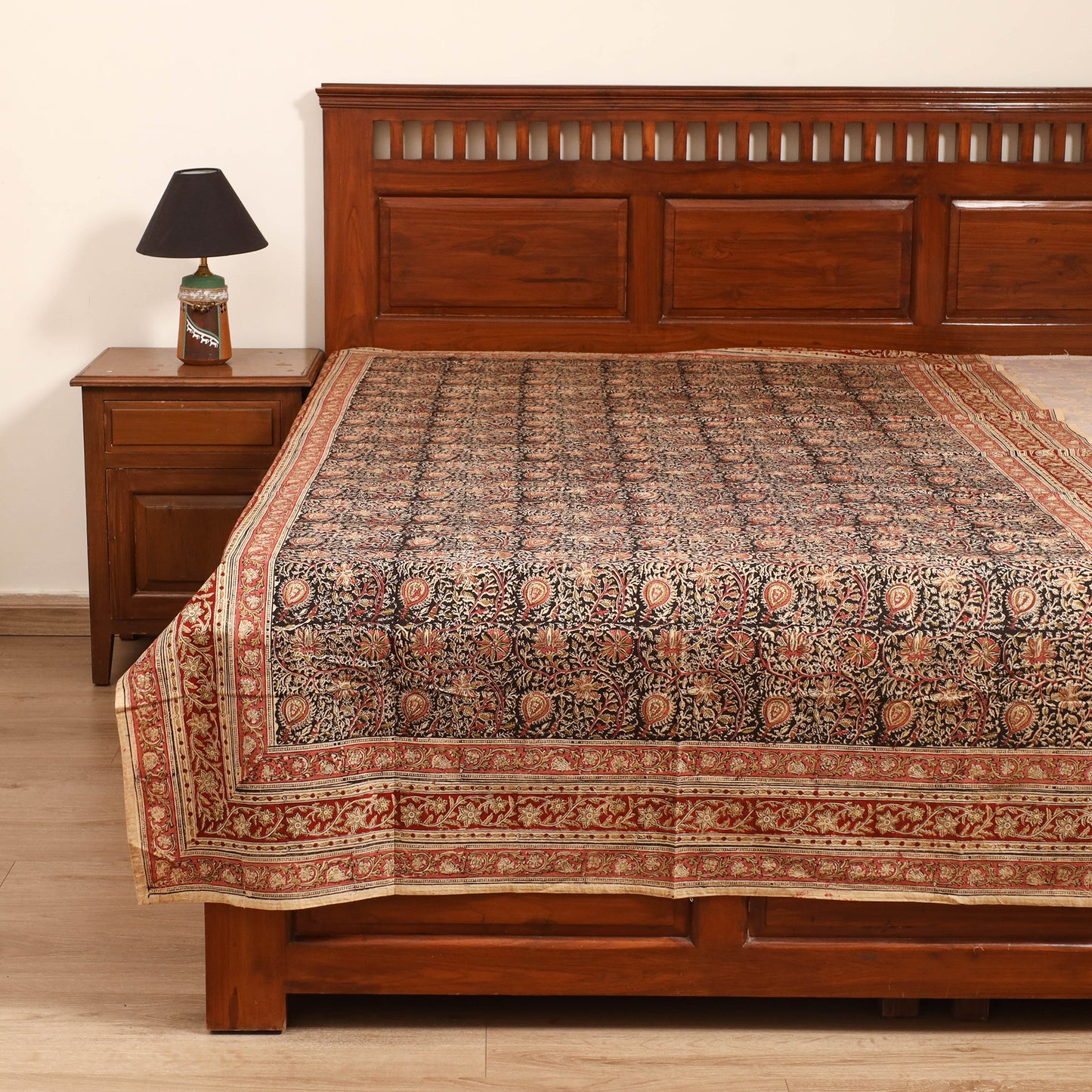 Pedana Hand Block Kalamkari Print Single Bedsheet (90 x 60 in) 12